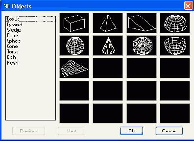 Диалоговое окно 3D Objects
