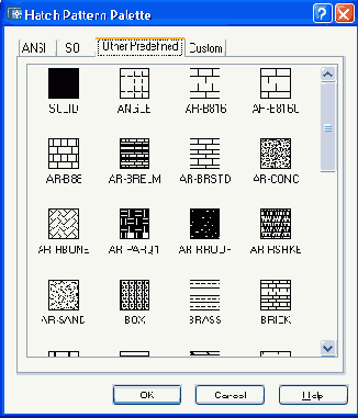 Окно Hatch Pattern Palette вкладка Other Predefined