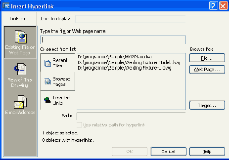 Диалоговое окно Insert Hyperlink